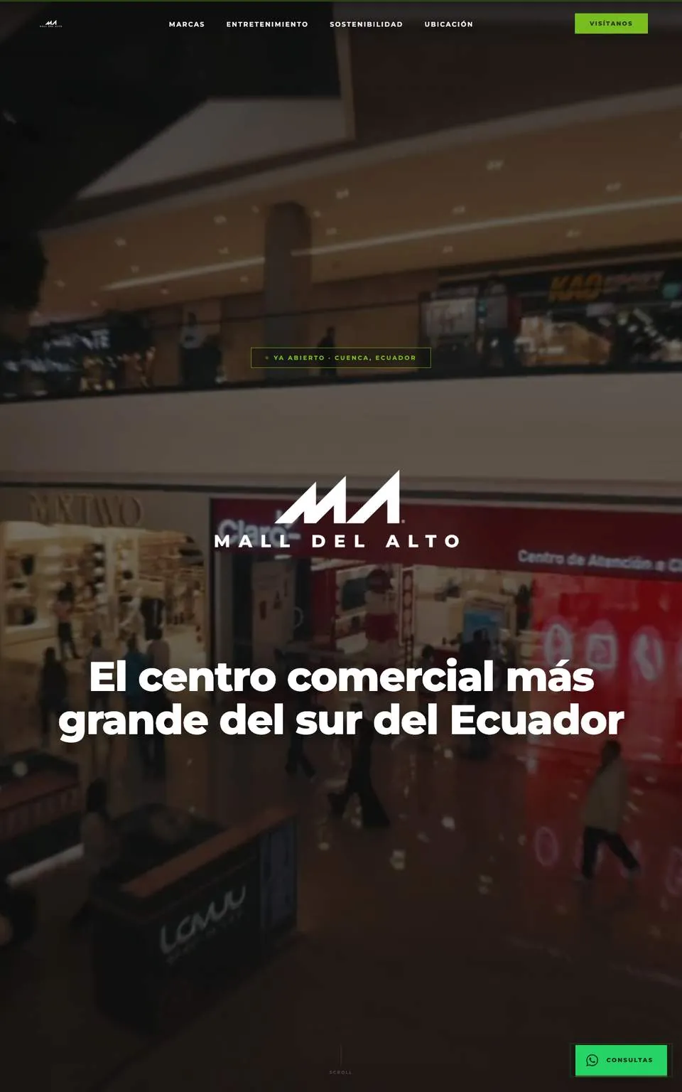 Web de Mall del Alto con el botón de consultas