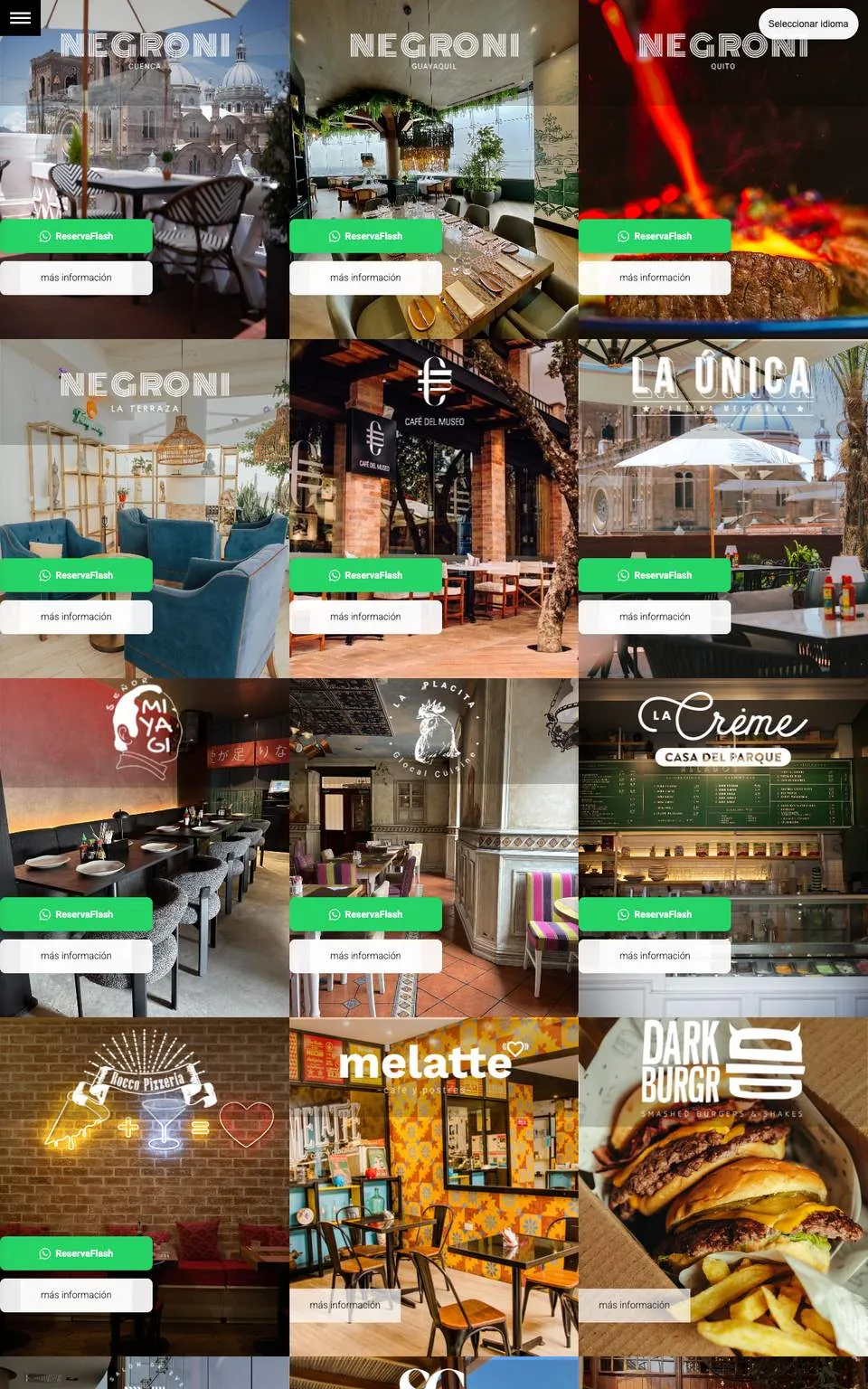 Web de Sociedad Gourmet con el botón ReservaFlash